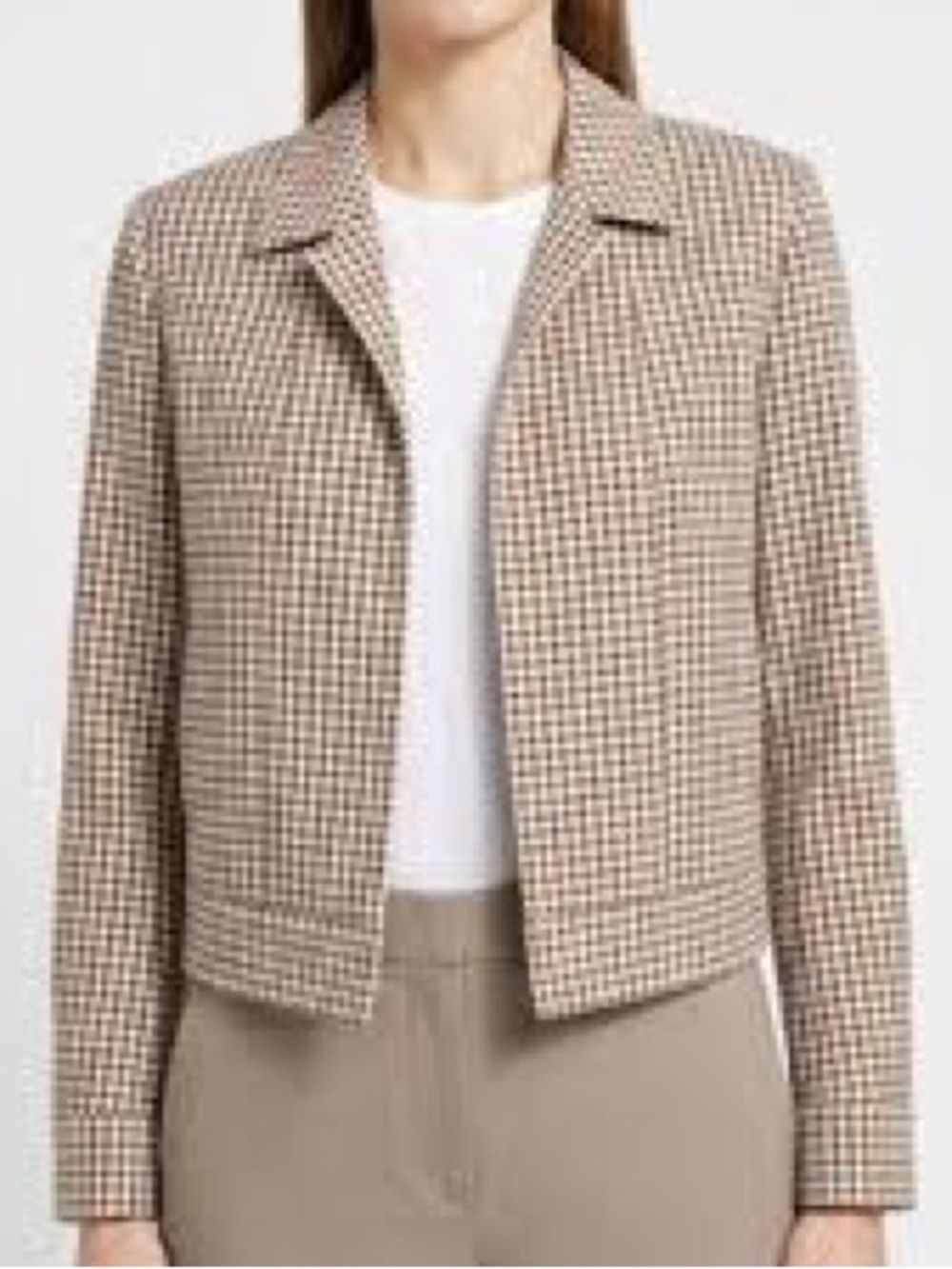 NWT Theory Beige Houndstooth Cropped Blazer